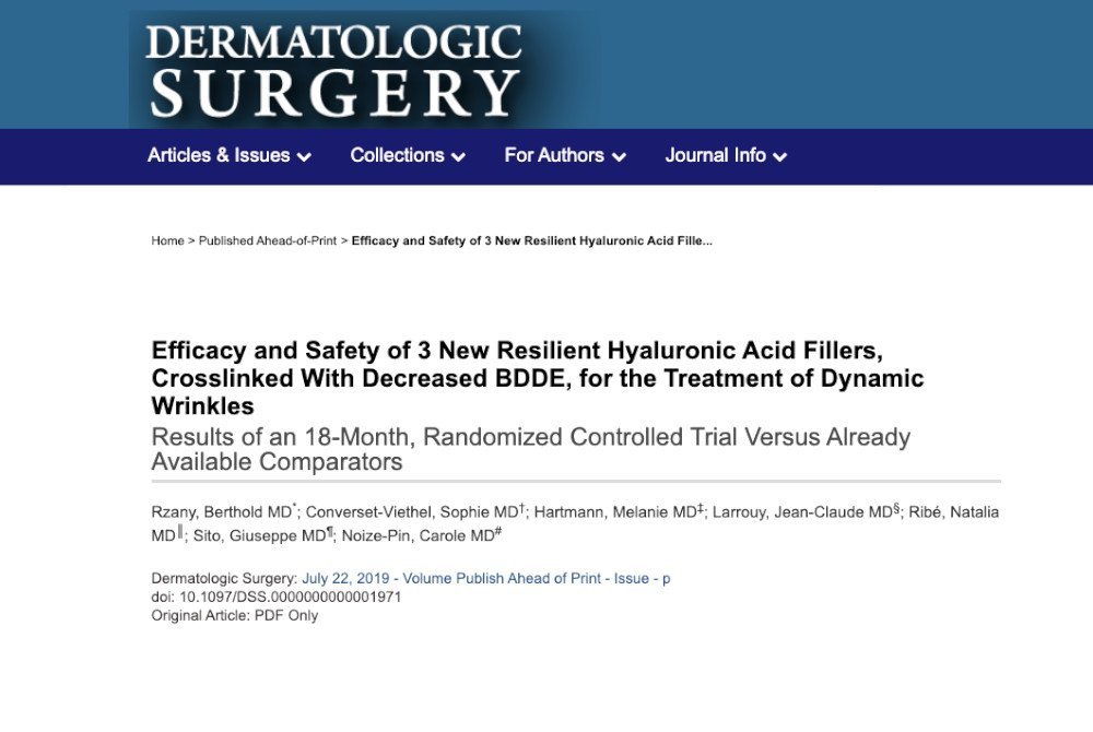 efficacy and safety of 3 new resilient hyaluronic acid fillers